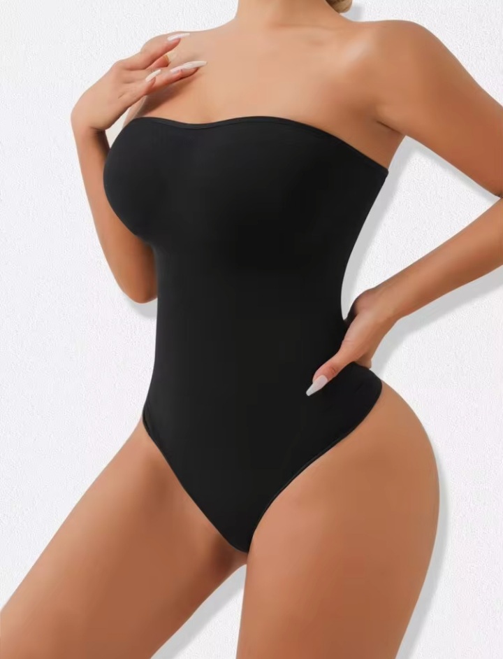 Women’s Strapless Thong Shapewear Bodysuit with Non-Slip Silicone Waist & Curve Shaping